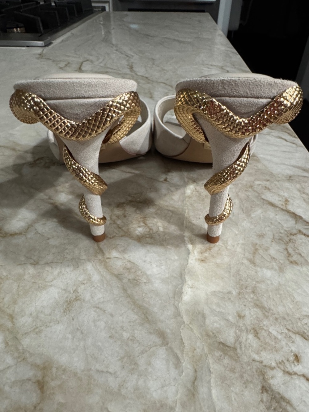 Aldo Seashella Cream Suede Pointed-Toe Heeled Mules- Women's Size 7.5 NEW - Picture 4 of 11
